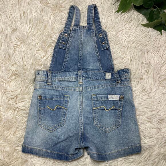 7 for all mankind kids denim jean shorts overalls - Picture 8 of 8